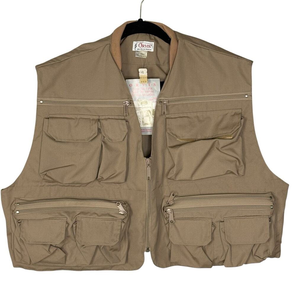 NWT Vintage Orvis Vest Mens Tac L Pac Fly Fishing Cargo Pockets Tan Size XXL